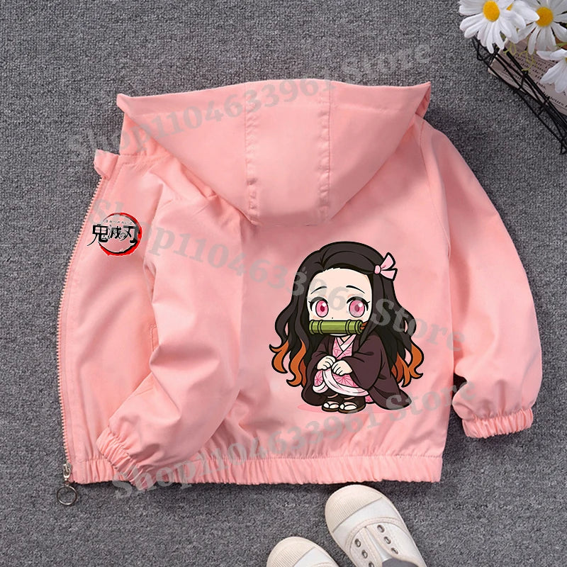 Demon Slayer Kids Windbreaker – Anime Sweatshirt Jacket