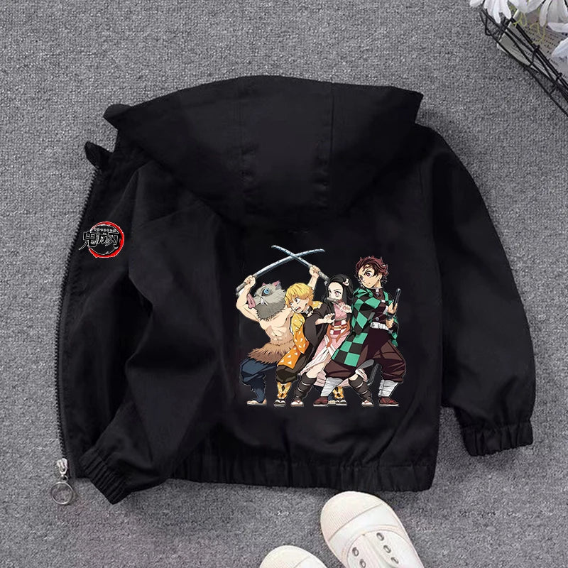 Demon Slayer Kids Windbreaker – Anime Sweatshirt Jacket