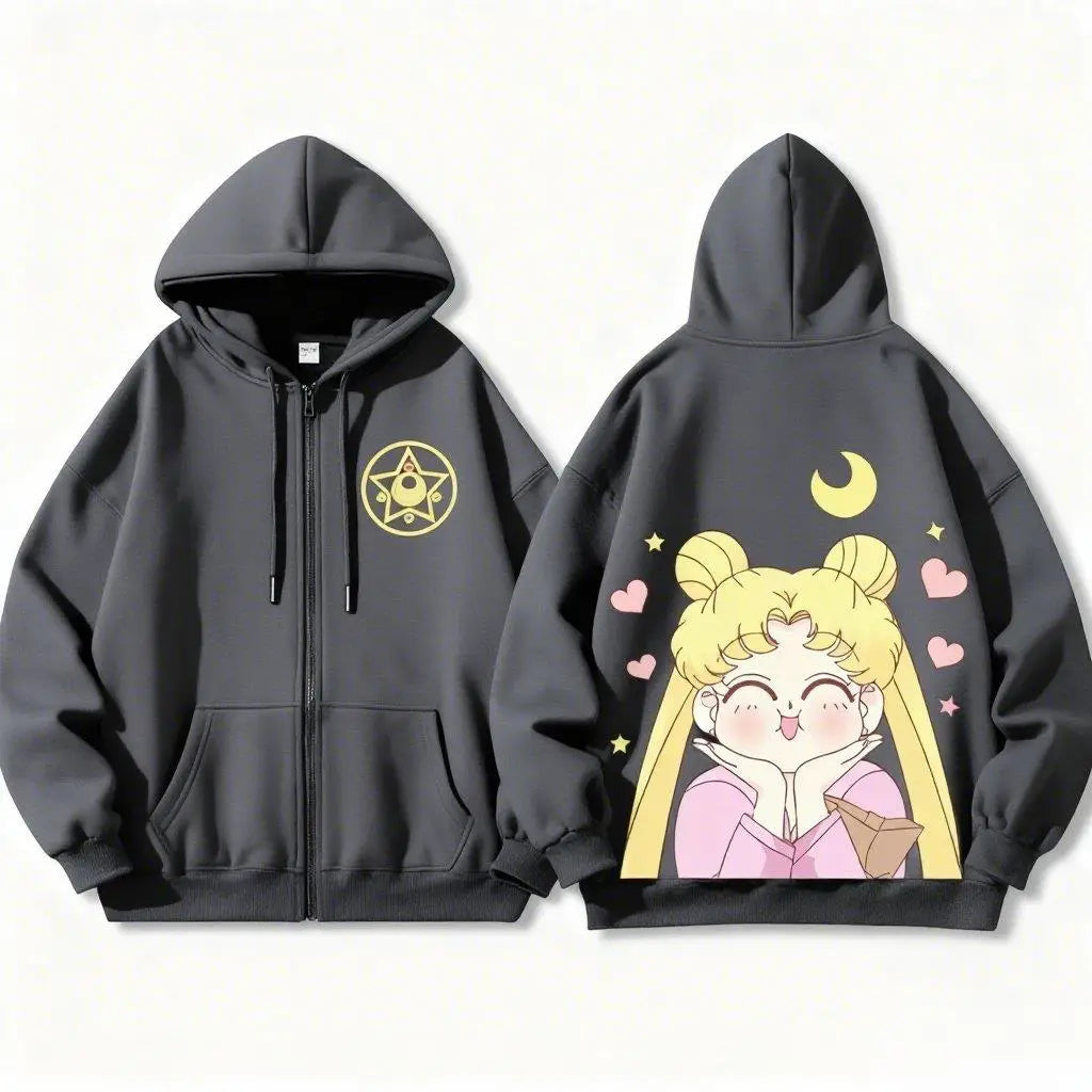 Sailor Moon Zip-Up Hoodie – Kawaii Anime Sweatshirt