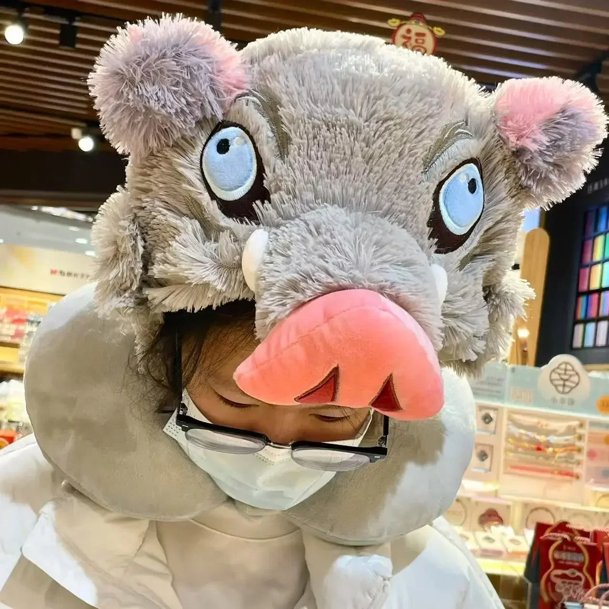 Inosuke Boar Head Plush Hat – Demon Slayer Cosplay Prop