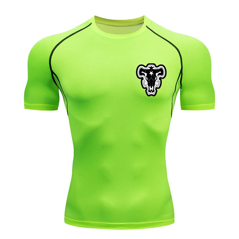 Bull Print Compression Gym Shirt – Quick Dry