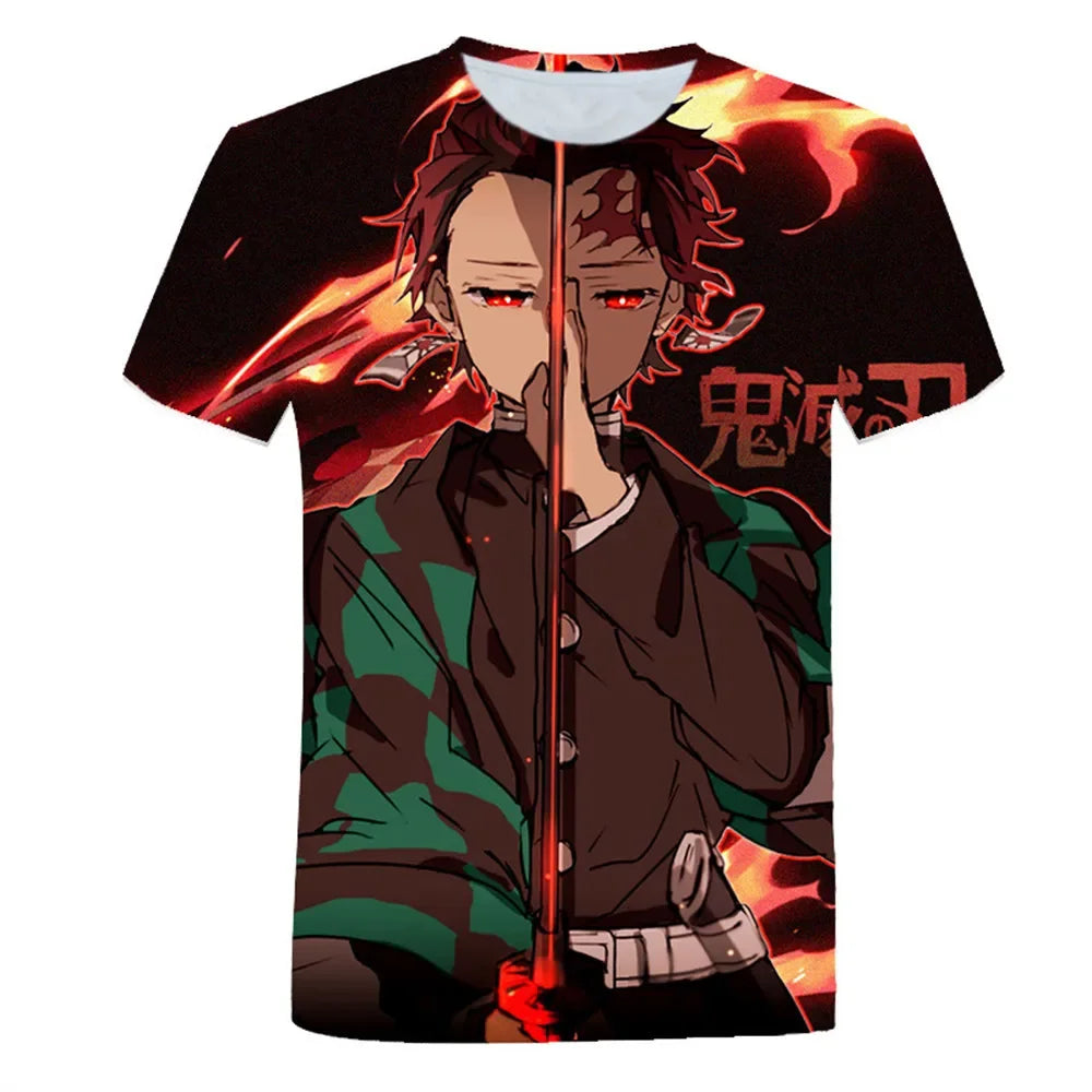 Demon Slayer 3D Print T-Shirt – Harajuku Anime Tee