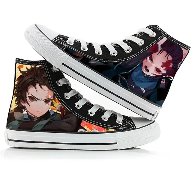 Demon Slayer Canvas Sneakers – Hand-Painted High-Top Shoes