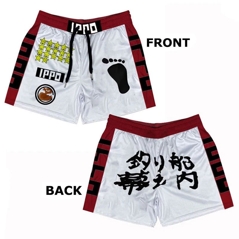 Anime 3D Print Gym Shorts with Pockets