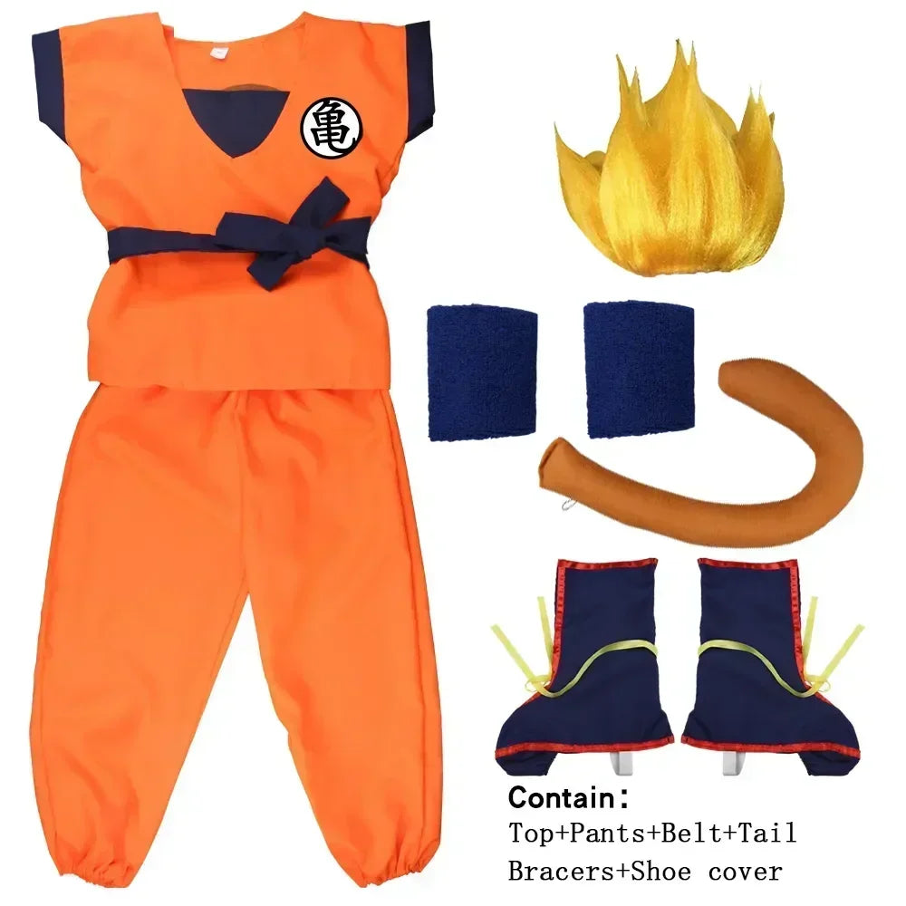 Goku Kids & Adult Cosplay Costume – Dragon Ball with Tail & Wig