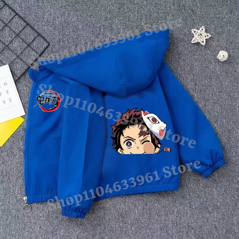 Demon Slayer Kids Windbreaker – Anime Sweatshirt Jacket