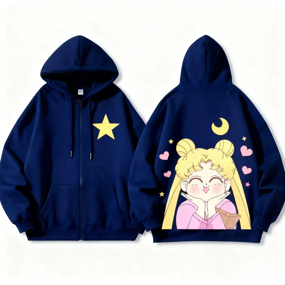 Sailor Moon Zip-Up Hoodie – Kawaii Anime Sweatshirt