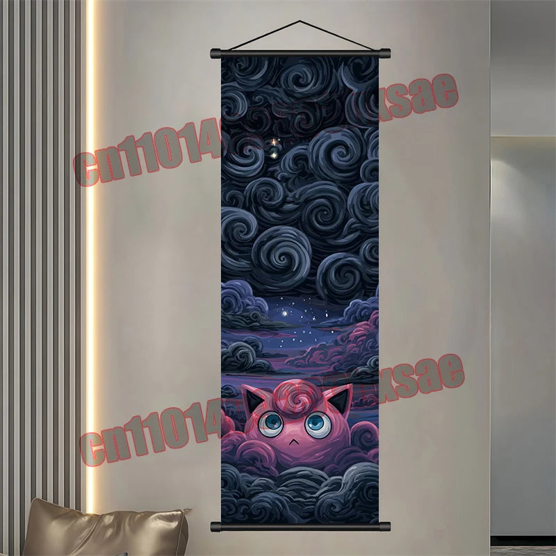 Pokémon Scroll Poster – Gengar, Eevee & Pikachu Wall Art