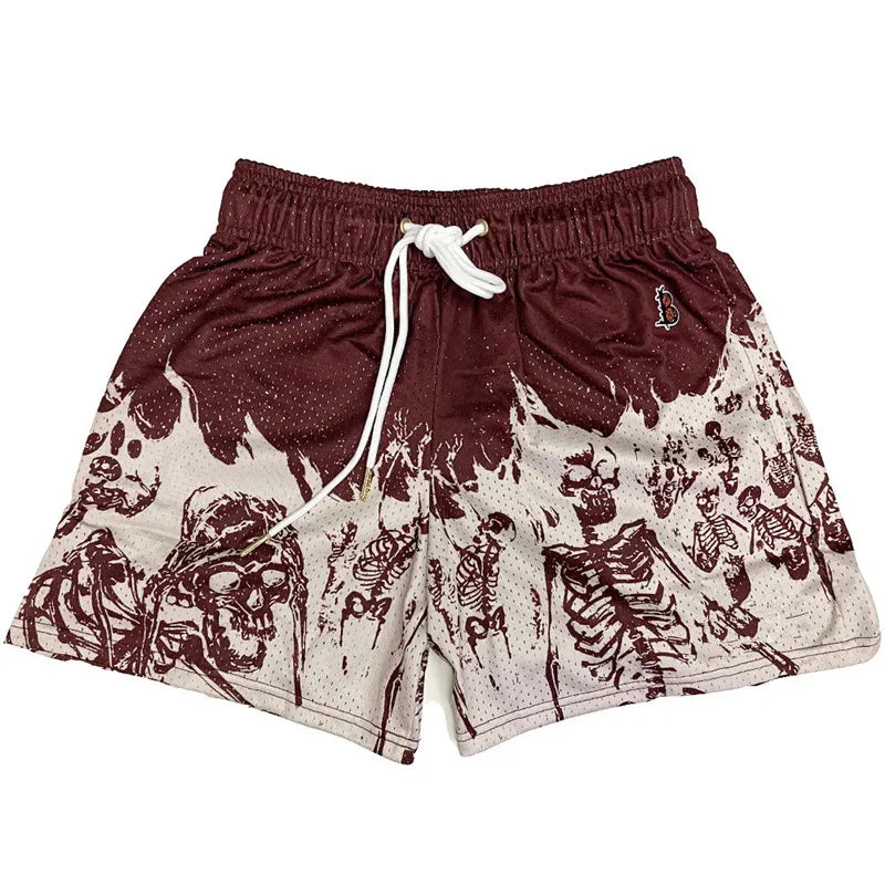 Skull Print Men's Casual Shorts – Streetwear