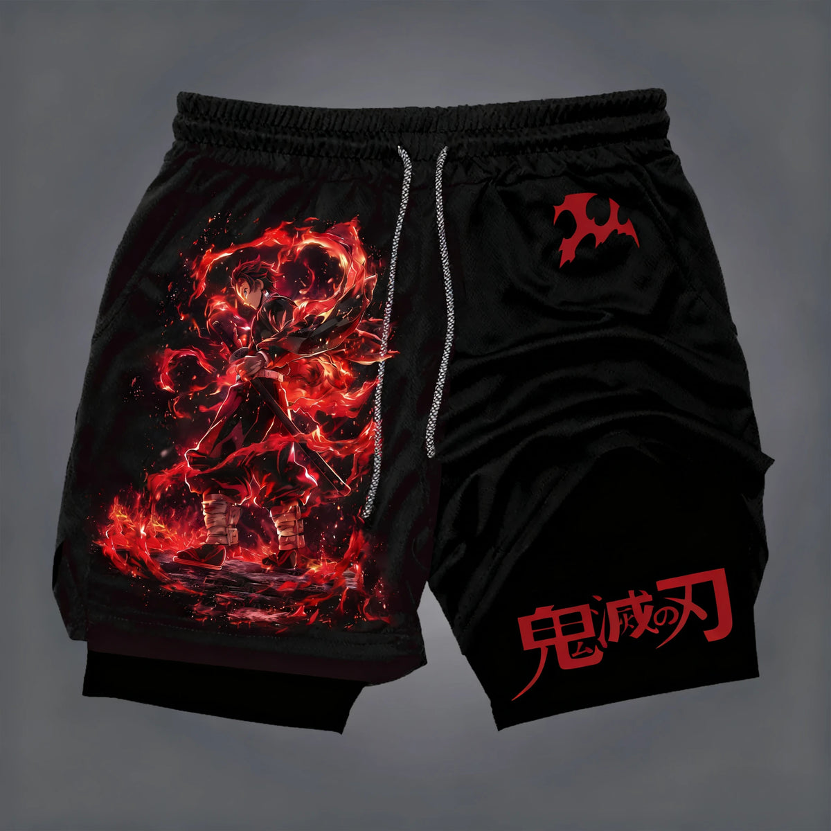Demon Slayer 2-in-1 Printed Gym Shorts
