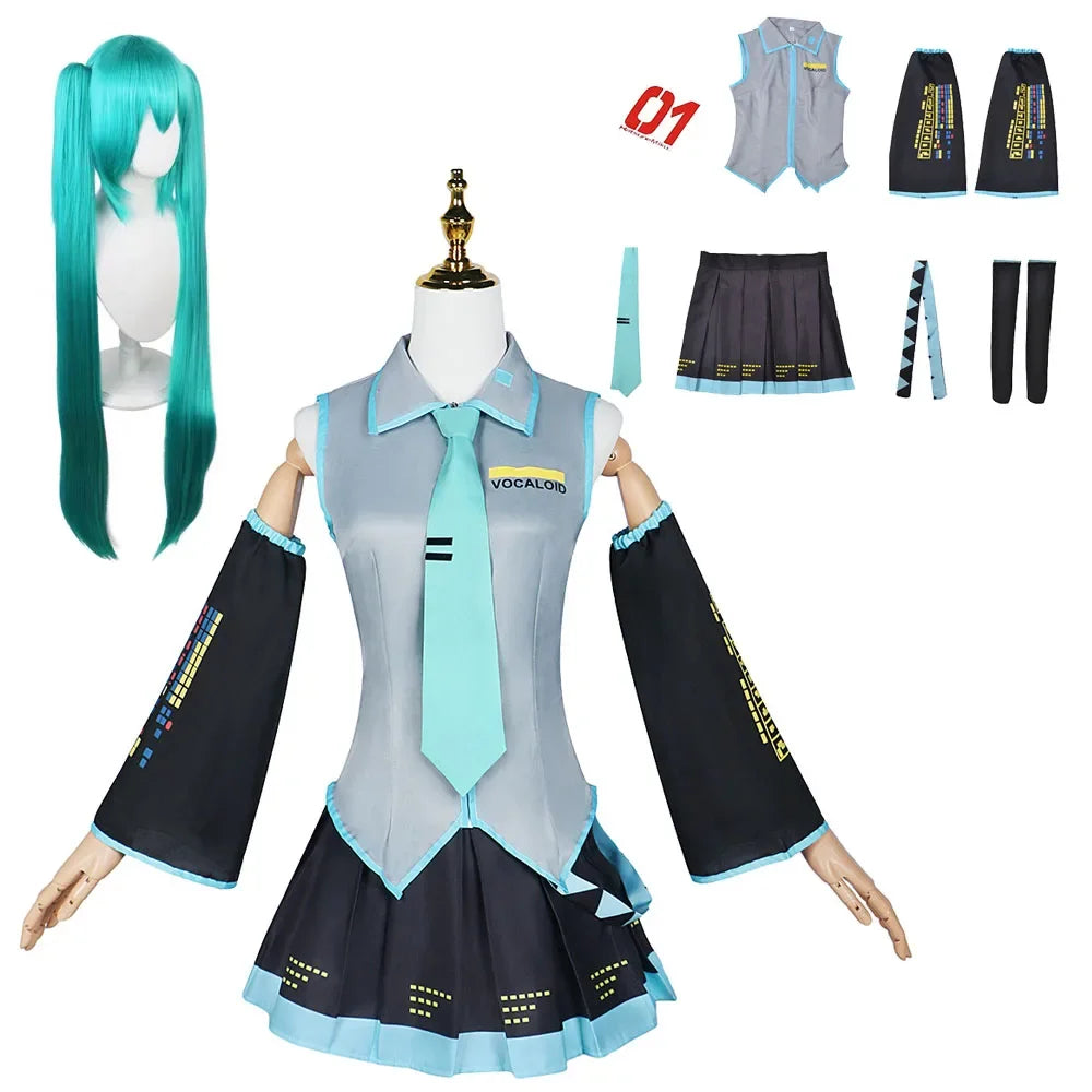 Hatsune Miku Cosplay Costume with Wig – Vocaloid