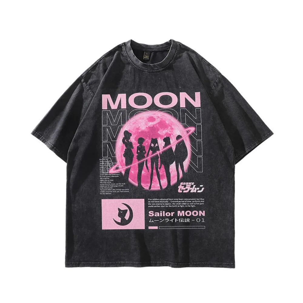 Sailor Moon Vintage Washed T-Shirt – Oversized Anime Tee