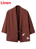 Crane Embroidery Haori Kimono – Japanese Samurai Jacket