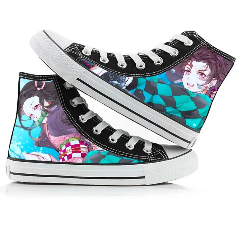 Demon Slayer Canvas Sneakers – Hand-Painted High-Top Shoes