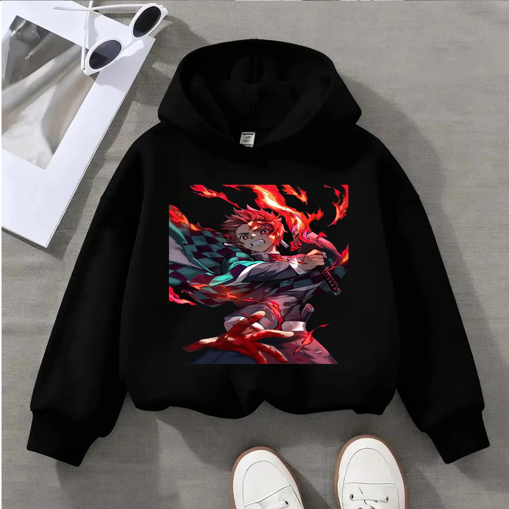 Tanjiro Flame Kids Hoodie – Demon Slayer Anime Pullover