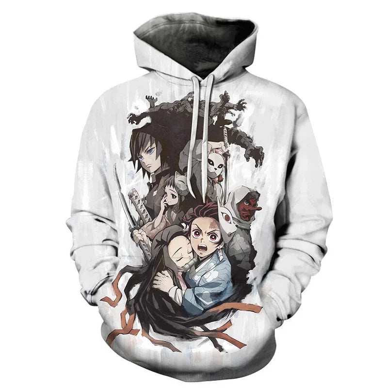 Anime 3D Print Oversized Hoodie – Y2K Pullover