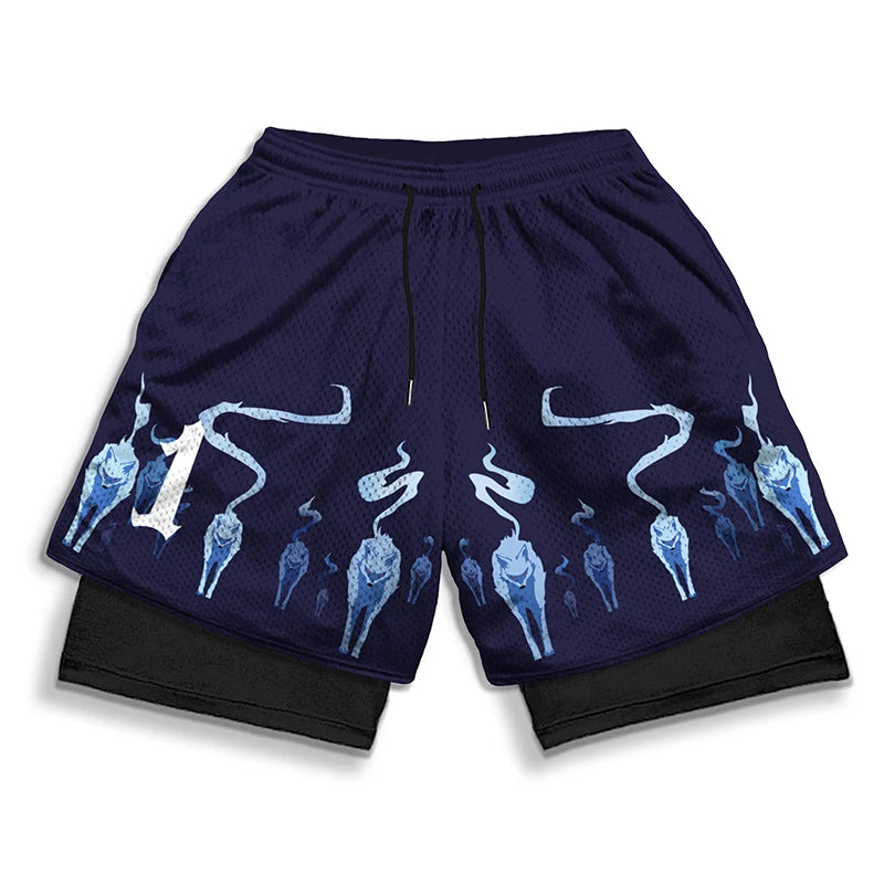 Anime 3D Print 2-in-1 Gym Shorts