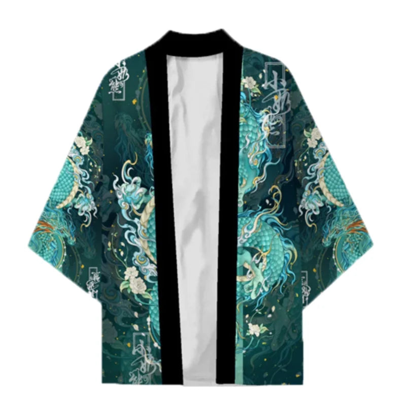 Green Dragon Haori Kimono – Japanese Samurai Cardigan