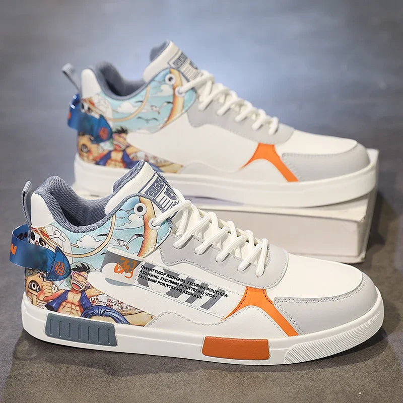 Anime High-Top Sneakers – Men's Casual Shoes