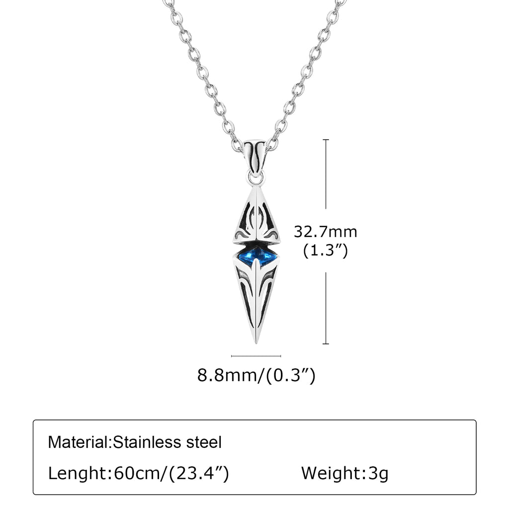 Vnox Stylish Blue Stone Necklaces for Men, Stainless Steel Cube Geometric Pendant Collar Jewelry, Birthday Party Gifts for Him
