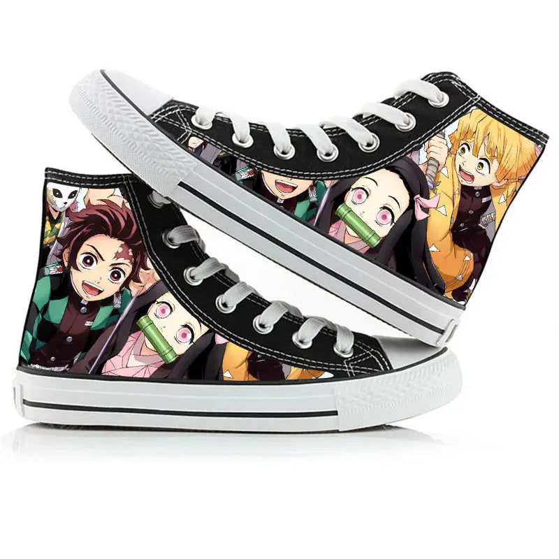 Demon Slayer Canvas Sneakers – Hand-Painted High-Top Shoes