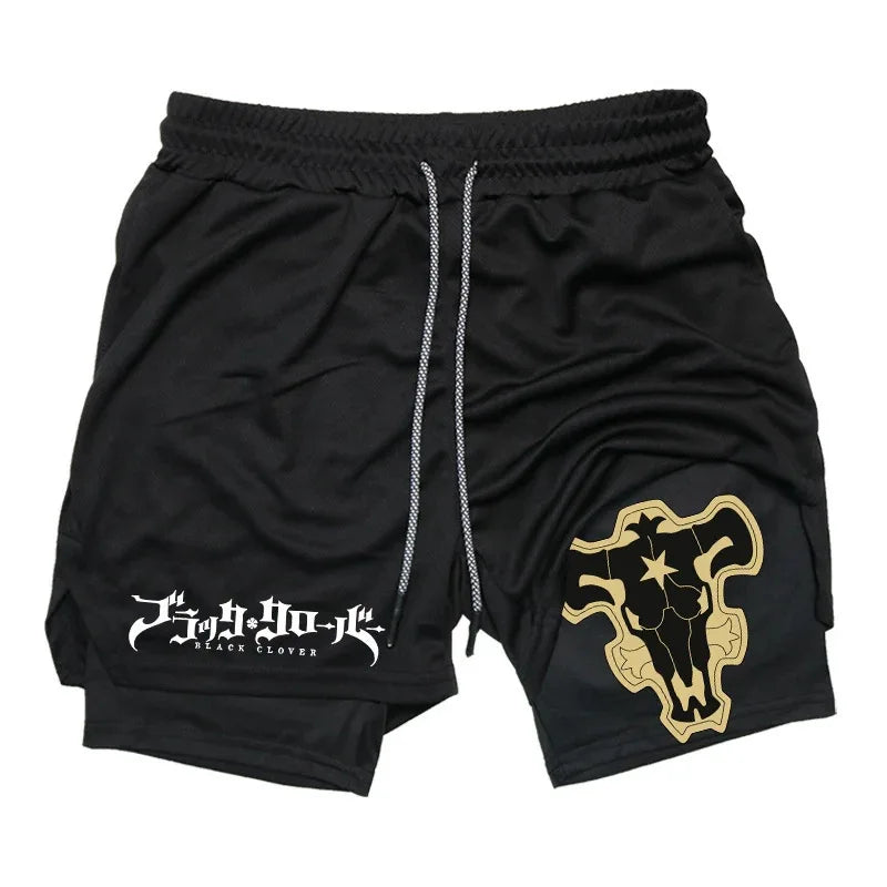 Anime Print 2-in-1 Running Shorts – Quick Dry