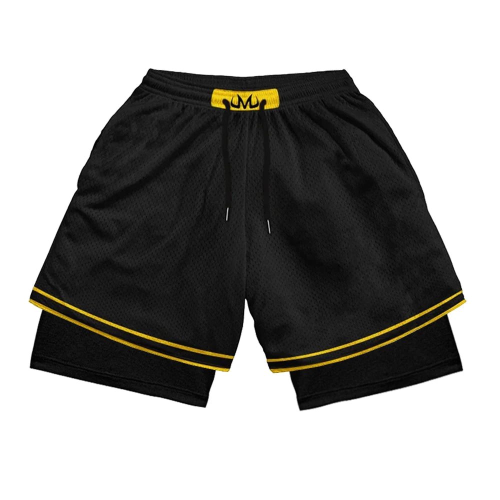 Anime Print 2-in-1 Gym Shorts with Pockets