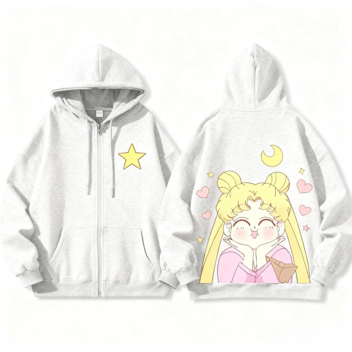 Sailor Moon Zip-Up Hoodie – Kawaii Anime Sweatshirt