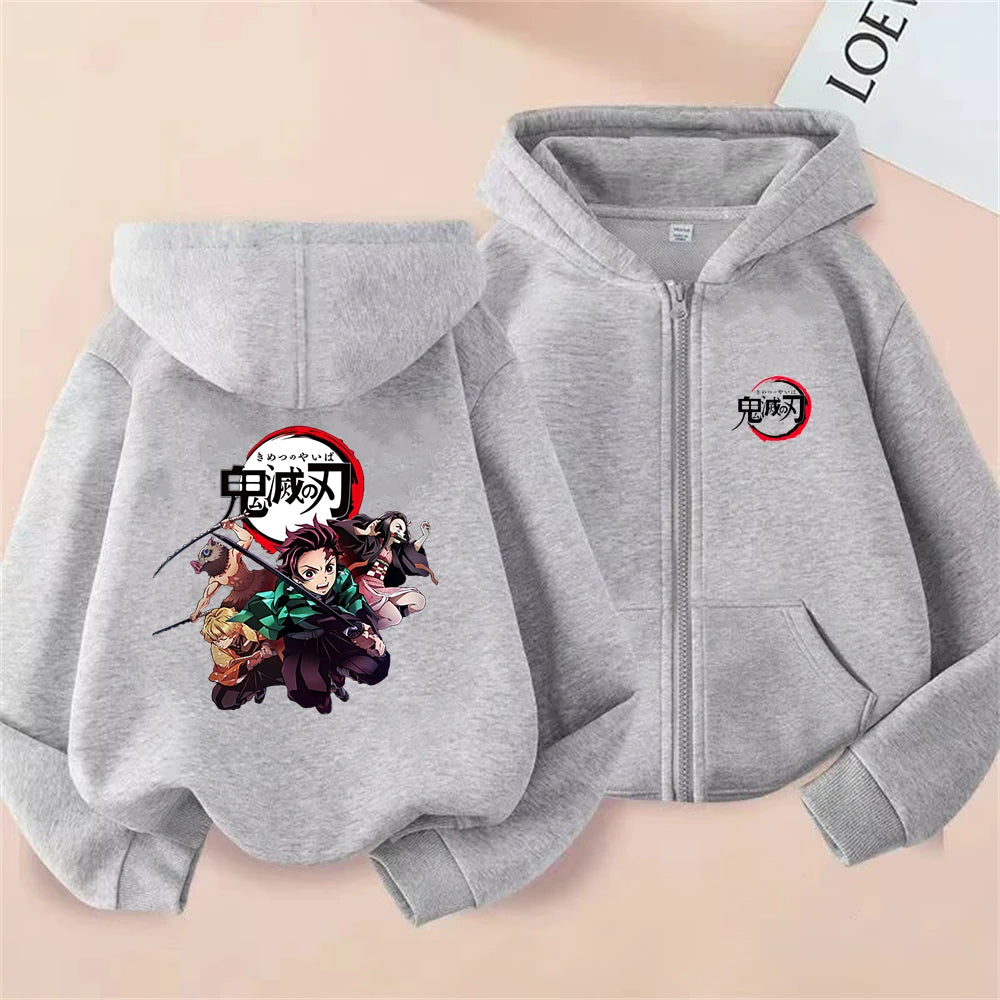 Demon Slayer Kids Zip Hoodie – Anime Sweatshirt