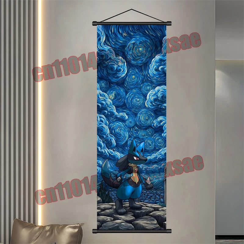 Pokémon Scroll Poster – Gengar, Eevee & Pikachu Wall Art